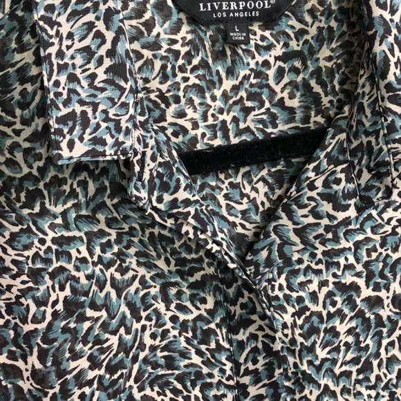 LIVERPOOL Los Angles PrintLong Sleeve Button Front Shirt Size Large - Picture 9 of 13